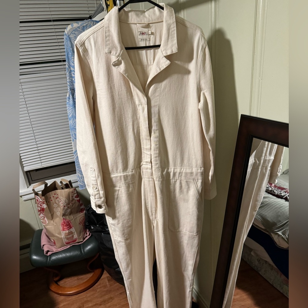 Never worn Faherty Overland Twill Jumpsuit in Cream